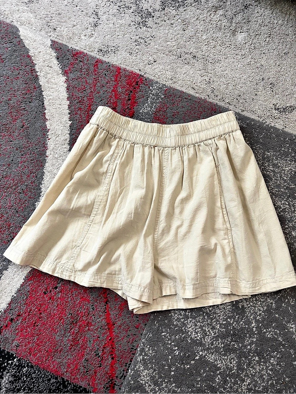 Free People Get Free Poplin Pull-On Shorts, Cream, XS